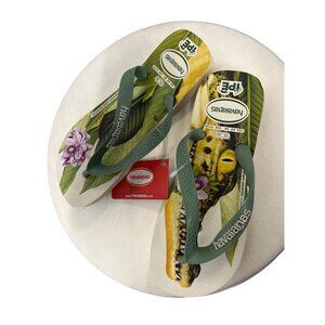 Havaianas Ipê Collection Rubber Flip Flop Sandals Nature Jacaré do Papo Amarelo
